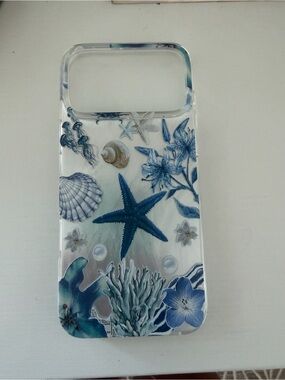 New Silver Blue Seashell Pattern Phone Case iPhone 17 pro max